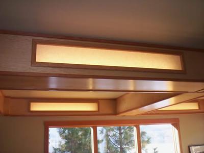 Wood-framed ceiling light boxes